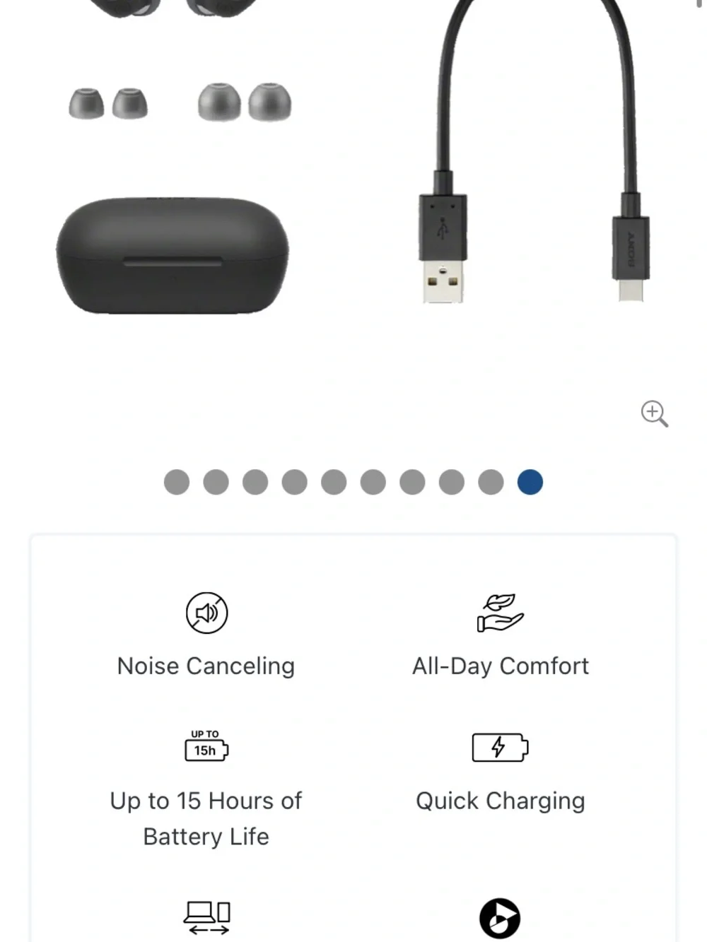 Sony WF-C710N Black True Wireless Noise Cancelling Earbuds with Charging Case